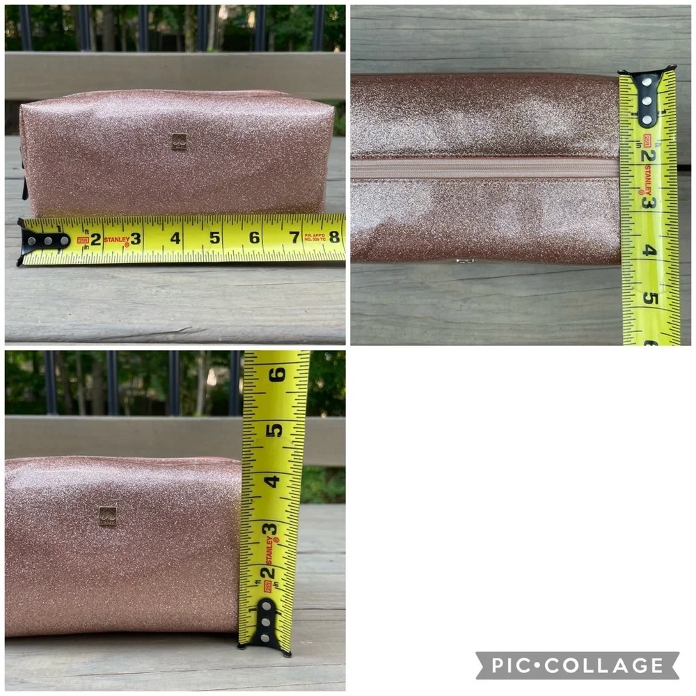 Kate Spade Rose Gold Glitter Mavis Street Medium Davie Cosmetic Bag